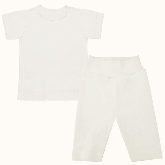 Roupa Soft Moves: T-Shirt Manga Curta e Leggins 3/4 Bege - Pim-Pam-Pum Baby