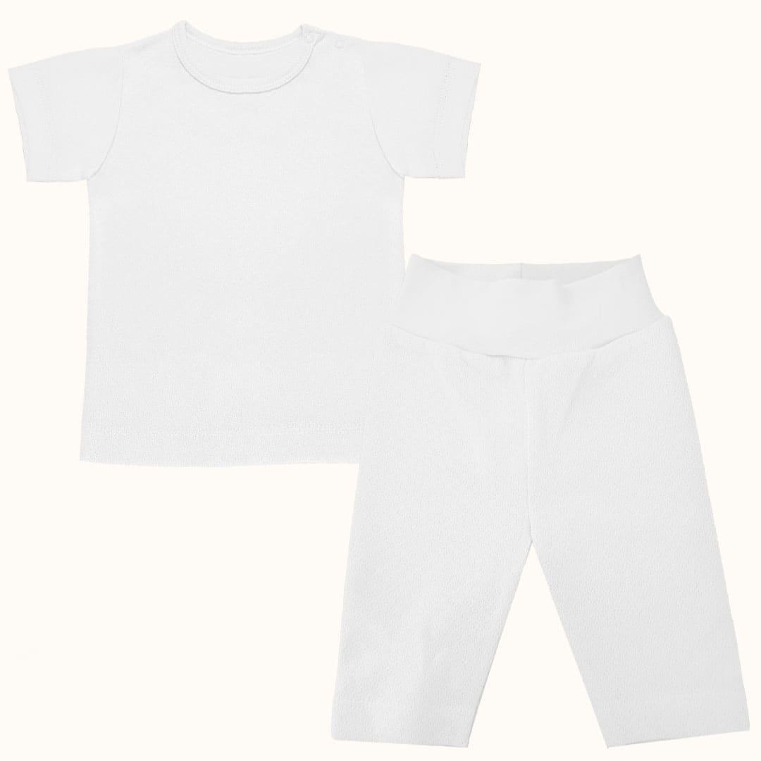 Roupa Soft Moves: T-Shirt Manga Curta e Leggins 3/4 Branco - Pim-Pam-Pum Baby