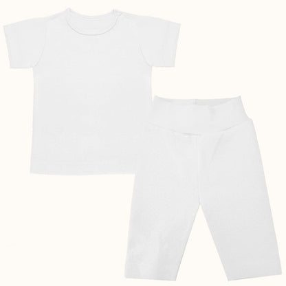 Roupa Soft Moves: T-Shirt Manga Curta e Leggins 3/4 Branco - Pim-Pam-Pum Baby