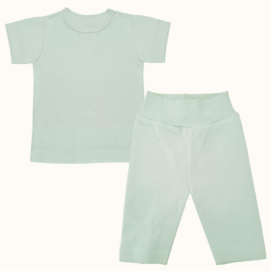 Roupa Soft Moves: T-Shirt Manga Curta e Leggins 3/4 Verde - Pim-Pam-Pum Baby