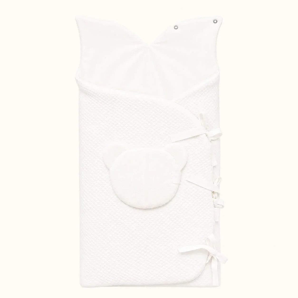saco nascimento diamante branco capuz aberto, recomendado para bebé dormir no berço.