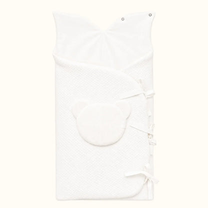 saco nascimento diamante branco capuz aberto, recomendado para bebé dormir no berço.