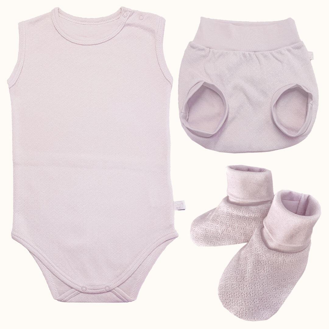 Soft Moves: Body Sem Mangas, Tapa Fraldas e Pantufas Rosa - Pim-Pam-Pum Baby