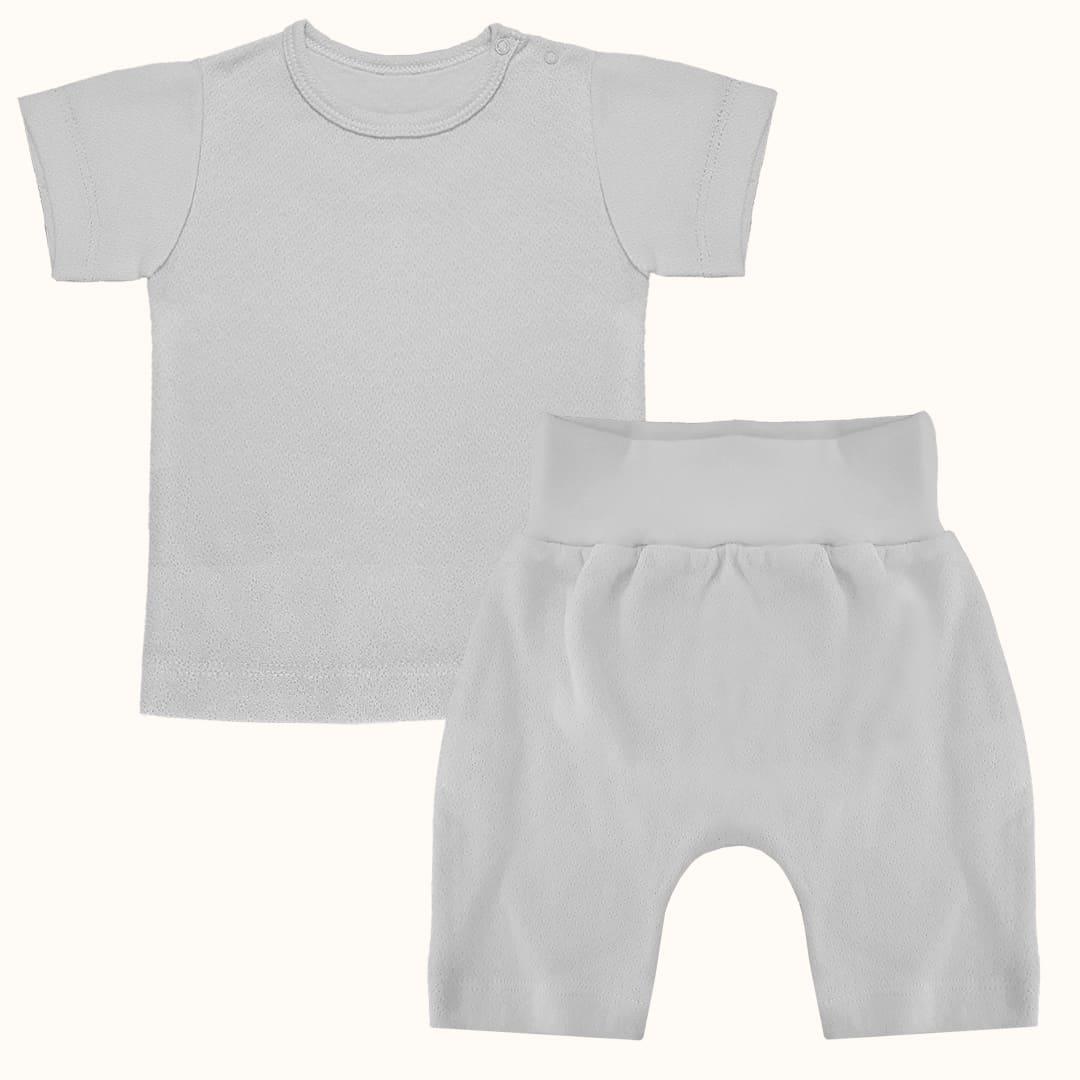 Soft Moves: T-Shirt Manga Curta e Calção Cinza - Pim-Pam-Pum Baby