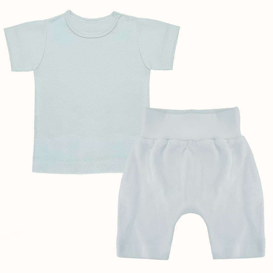 Soft Moves: T-Shirt Manga Curta e Calção Sweet Azul - Pim-Pam-Pum Baby