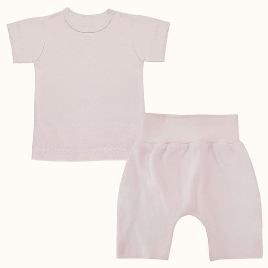 Soft Moves: T-Shirt Manga Curta e Calção Sweet Rosa - Pim-Pam-Pum Baby