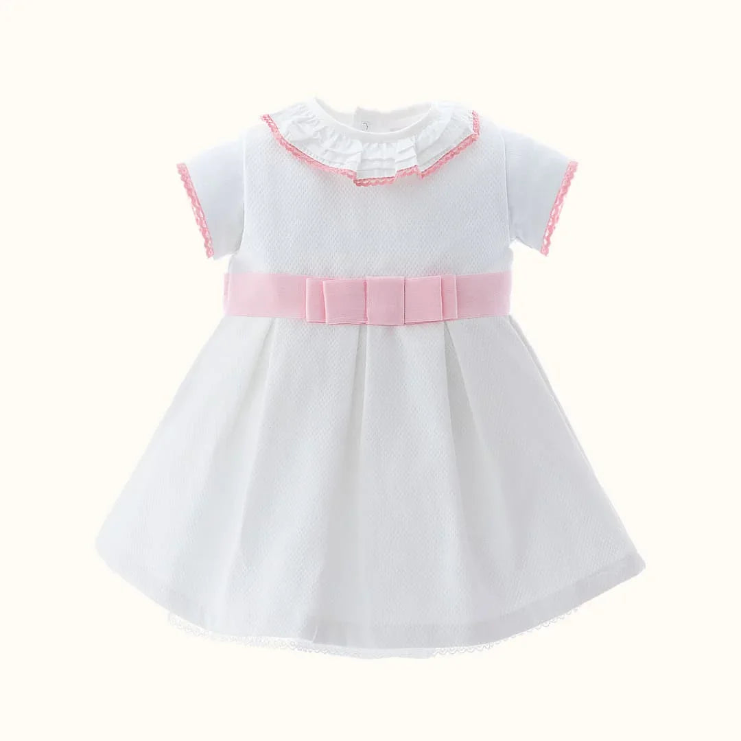 Vestido e Body/Cueca Romantic Branco/Rosa - Pim-Pam-Pum Baby